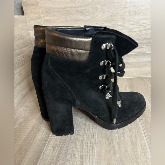 Sam Edelman Carolena Lace-Up Suede Booties Black - Picture 3 of 8